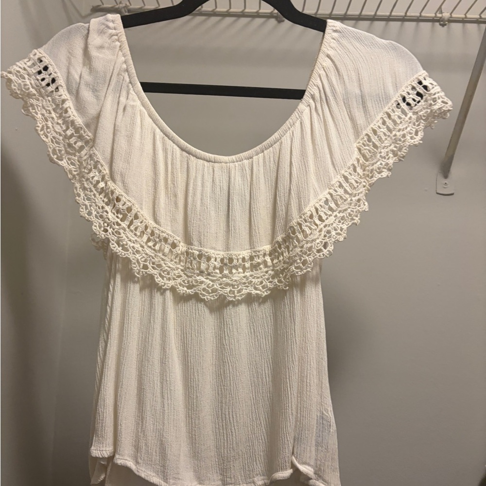 Off the Shoulder White Lace Women's Blouse